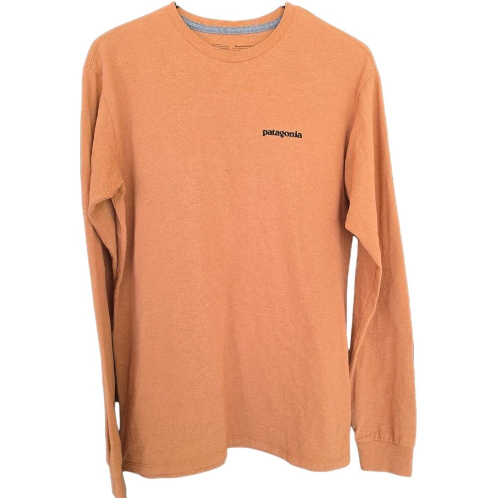 Patagonia Responsibili-Tee Long Sleeve Shirt Mens S Orange Cotton